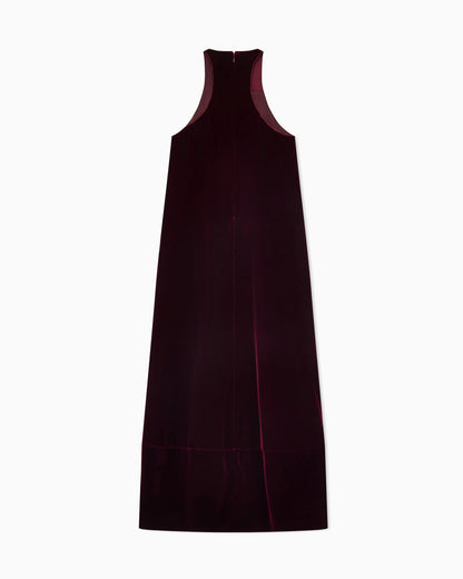 Embroidered Velvet Evening Dress with Beads and Sequins