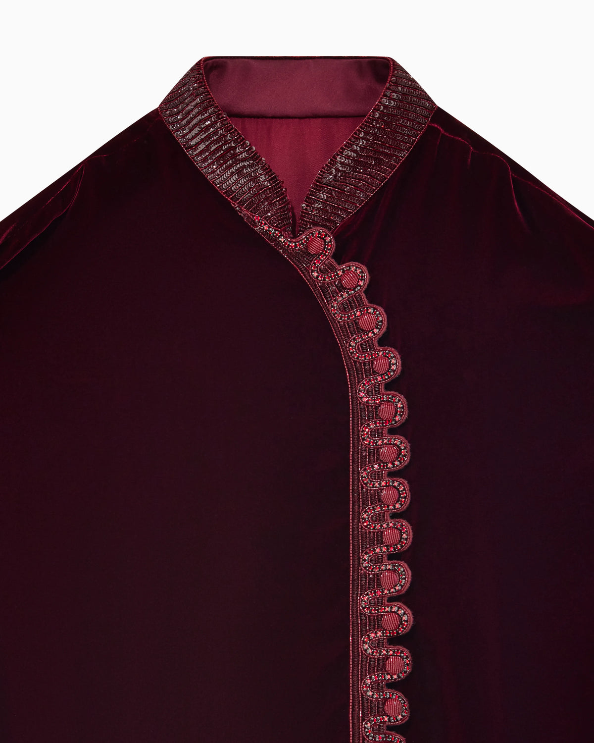 Velvet Evening Jacket with Mandarin Collar and Embroidery
