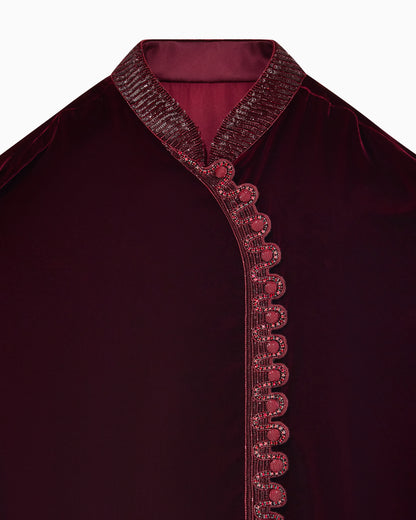 Velvet Evening Jacket with Mandarin Collar and Embroidery