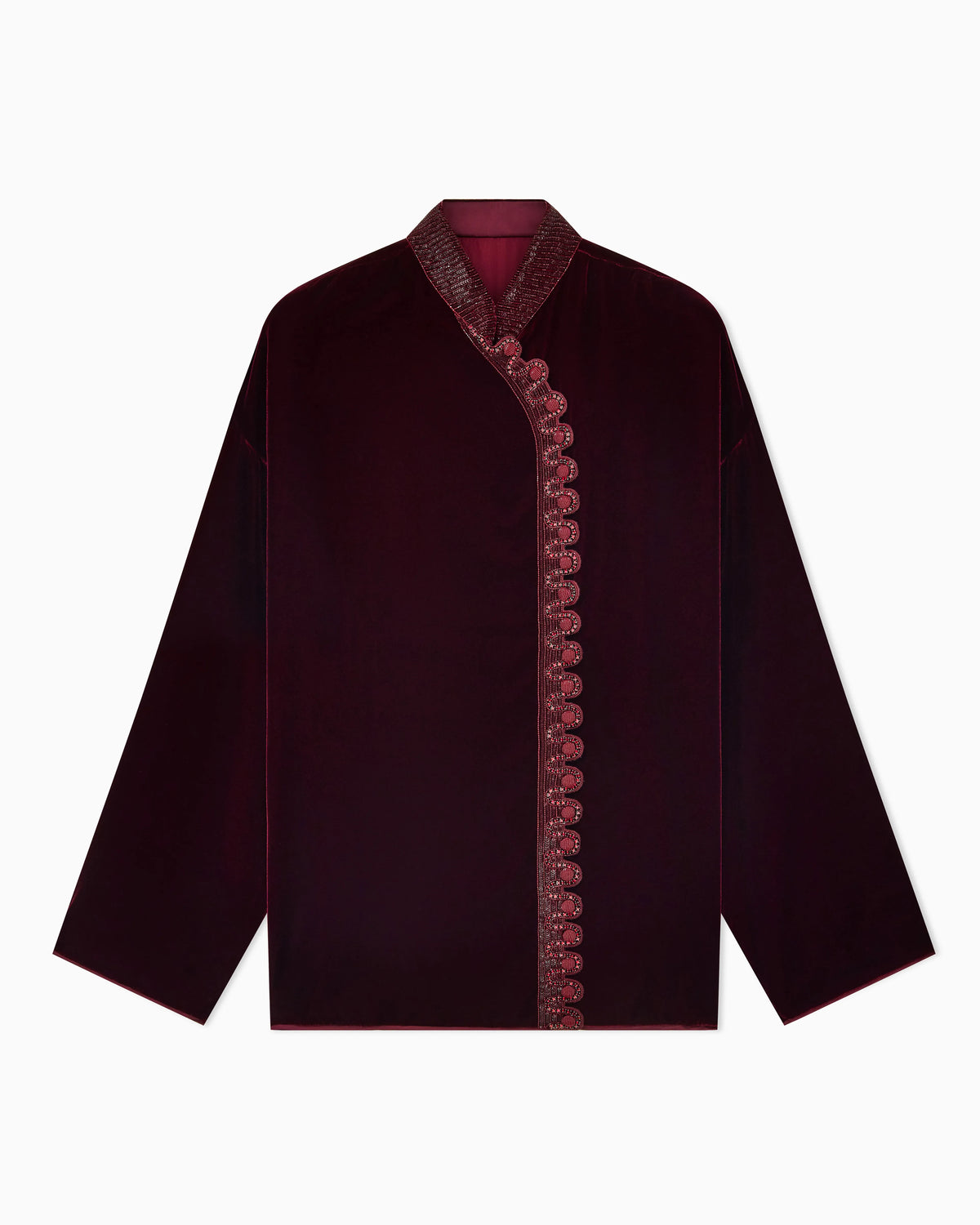 Velvet Evening Jacket with Mandarin Collar and Embroidery