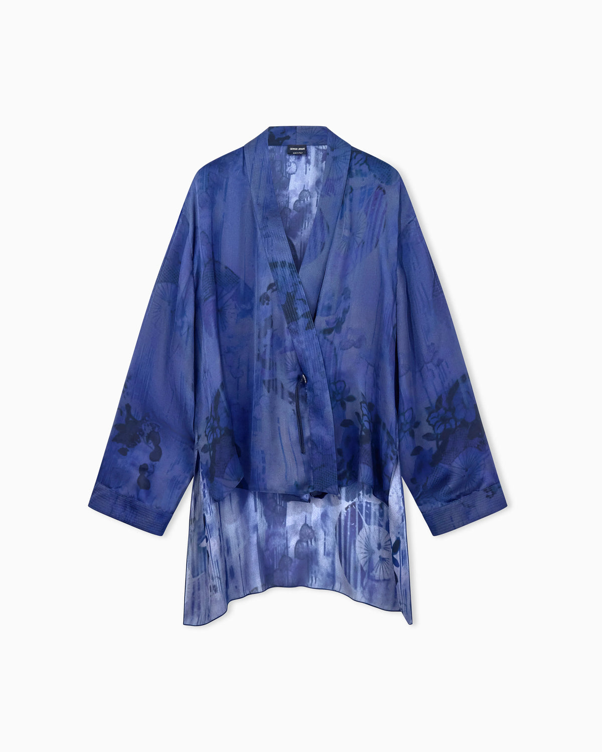 Shirt asymmetrical oversized in floral silk charmeuse