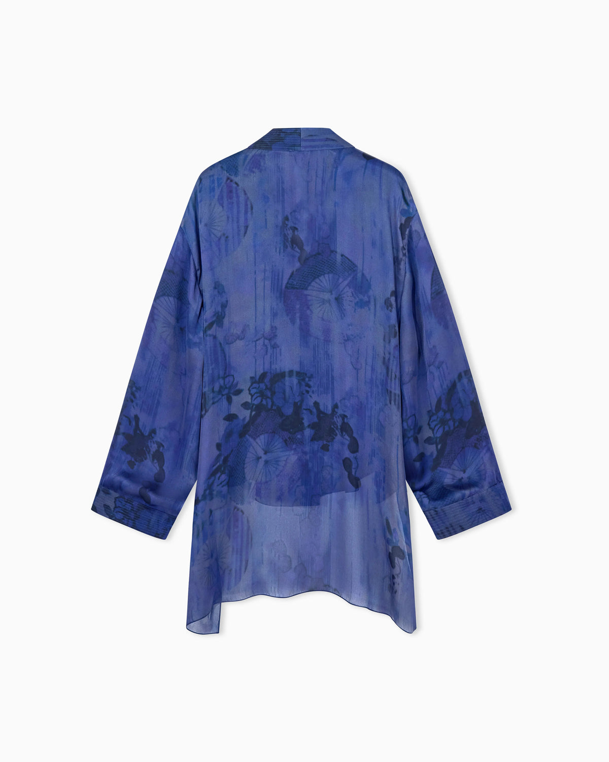 Shirt asymmetrical oversized in floral silk charmeuse