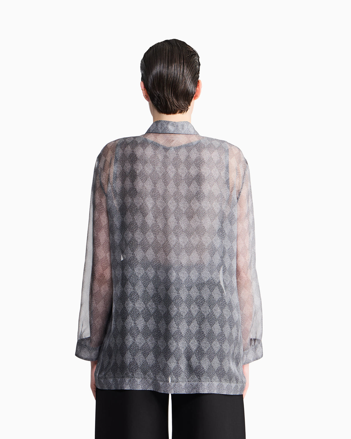 Shirt twin-set regular fit silk chiffon diamond pattern