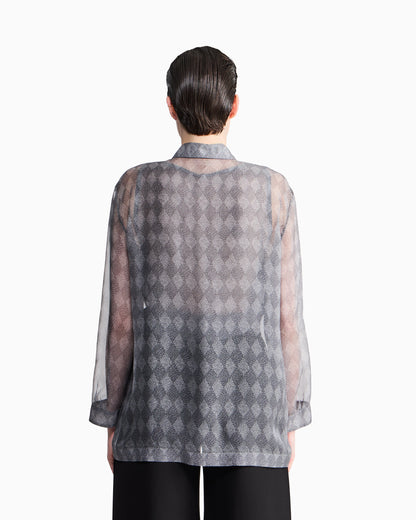 Shirt twin-set regular fit silk chiffon diamond pattern