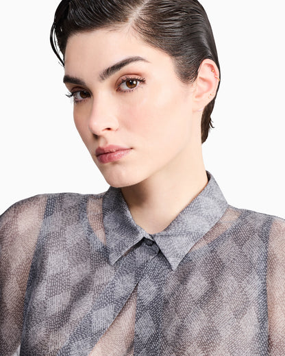 Shirt twin-set regular fit silk chiffon diamond pattern