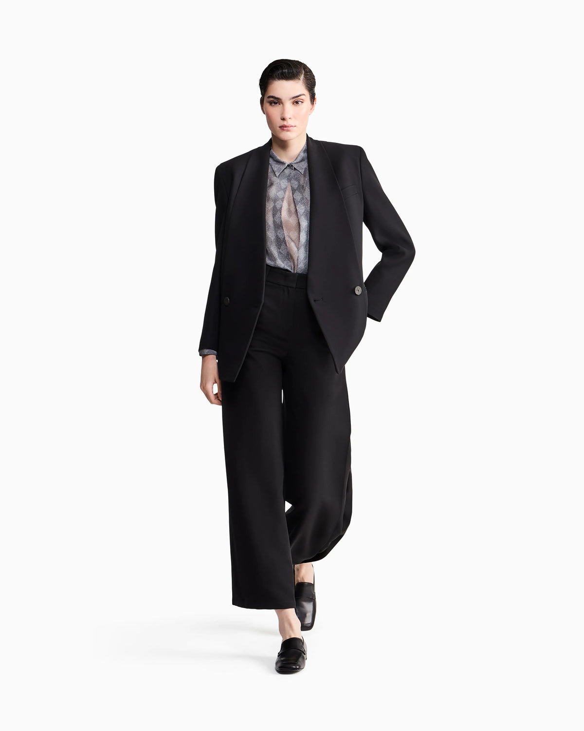 Shirt twin-set regular fit silk chiffon diamond pattern