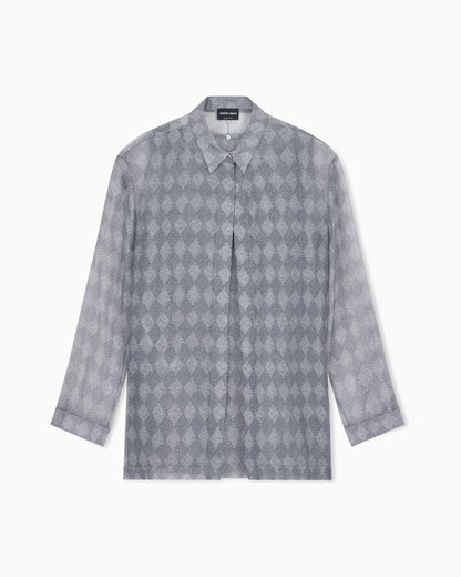 Shirt twin-set regular fit silk chiffon diamond pattern