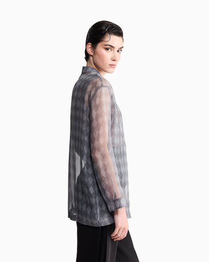Shirt twin-set regular fit silk chiffon diamond pattern