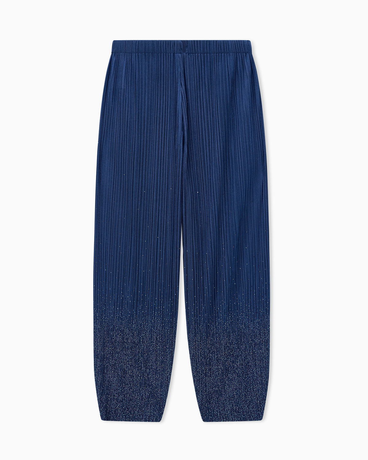 Pleated jersey trousers with rhinestones