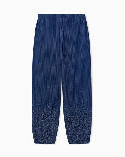 Pleated jersey trousers with rhinestones