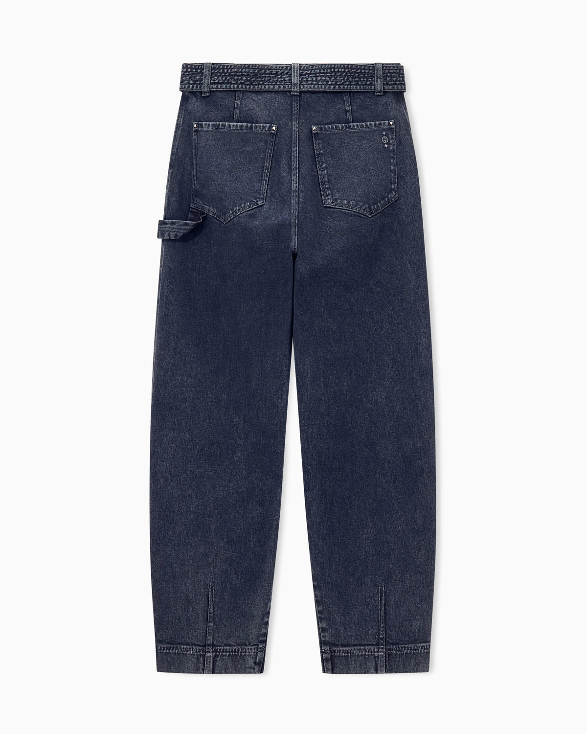 Regular fit belted cargo jeans in stretch cotton denim
