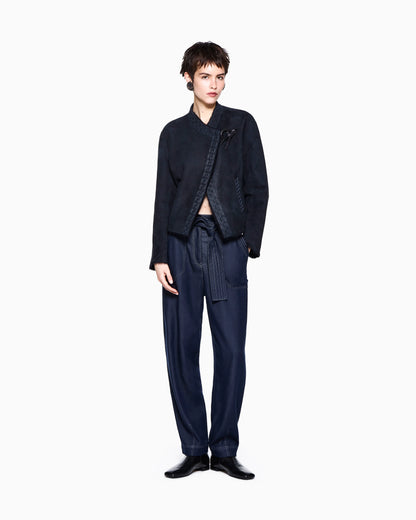 Cargo jeans with a belt in denim-effect lyocell gabardine