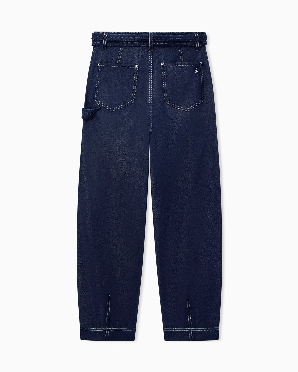 Cargo jeans with a belt in denim-effect lyocell gabardine