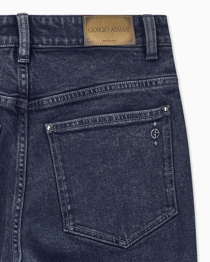Slim-fit flare jeans in overdyed stretch cotton denim