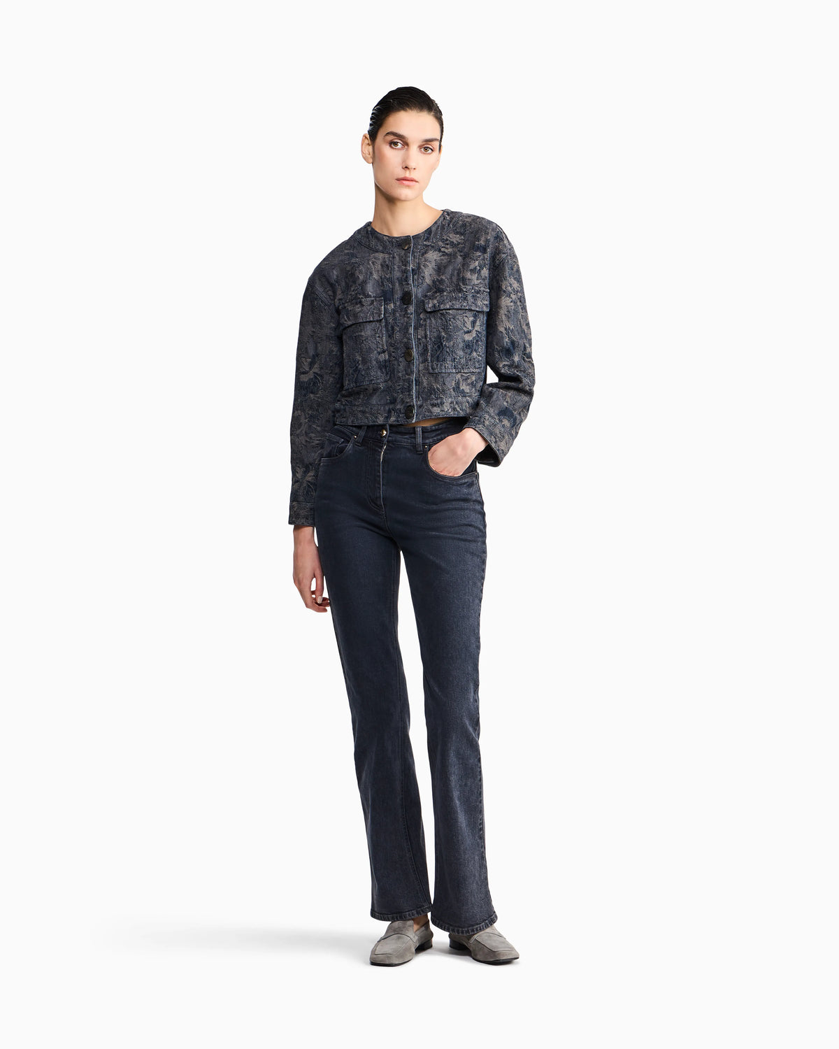 Slim-fit flare jeans in overdyed stretch cotton denim