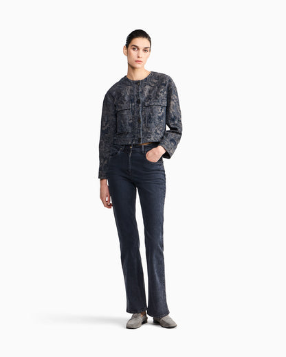 Slim-fit flare jeans in overdyed stretch cotton denim