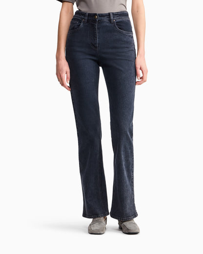 Slim-fit flare jeans in overdyed stretch cotton denim