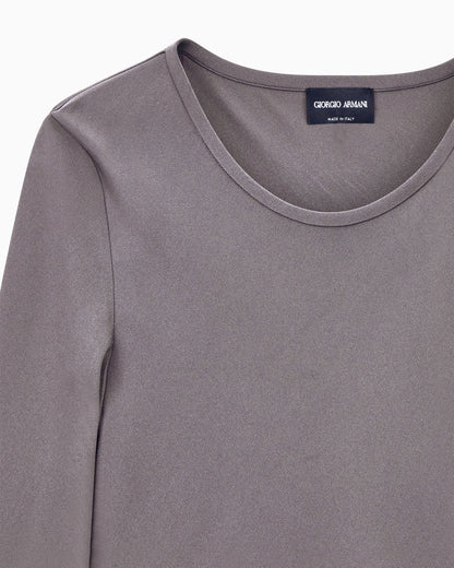 Slim-fit bias-cut blouse in stretch silk-blend crepe