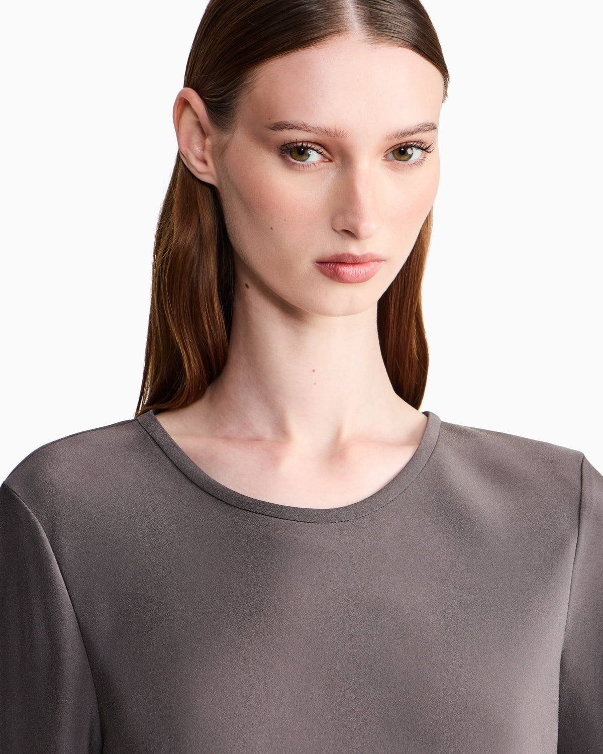 Slim-fit bias-cut blouse in stretch silk-blend crepe