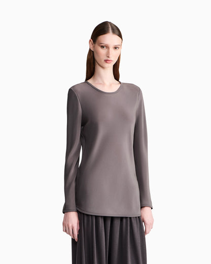 Slim-fit bias-cut blouse in stretch silk-blend crepe