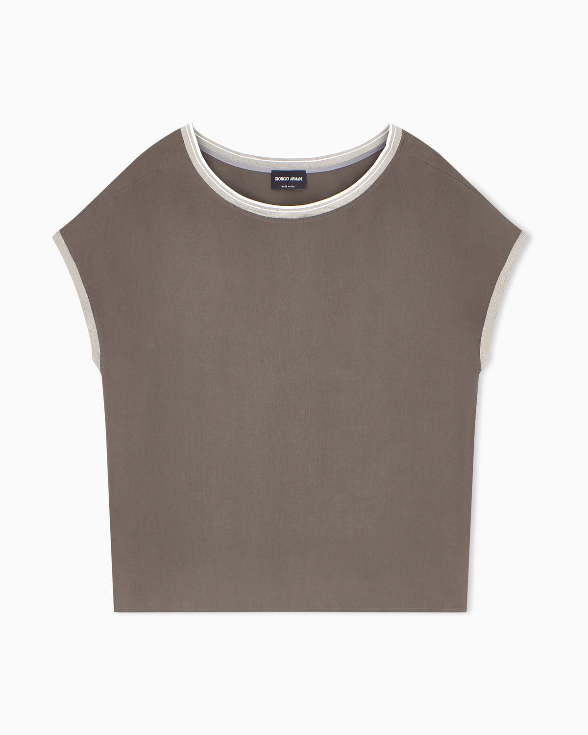 Blouse regular fit heavy washed silk ribbed crew neck