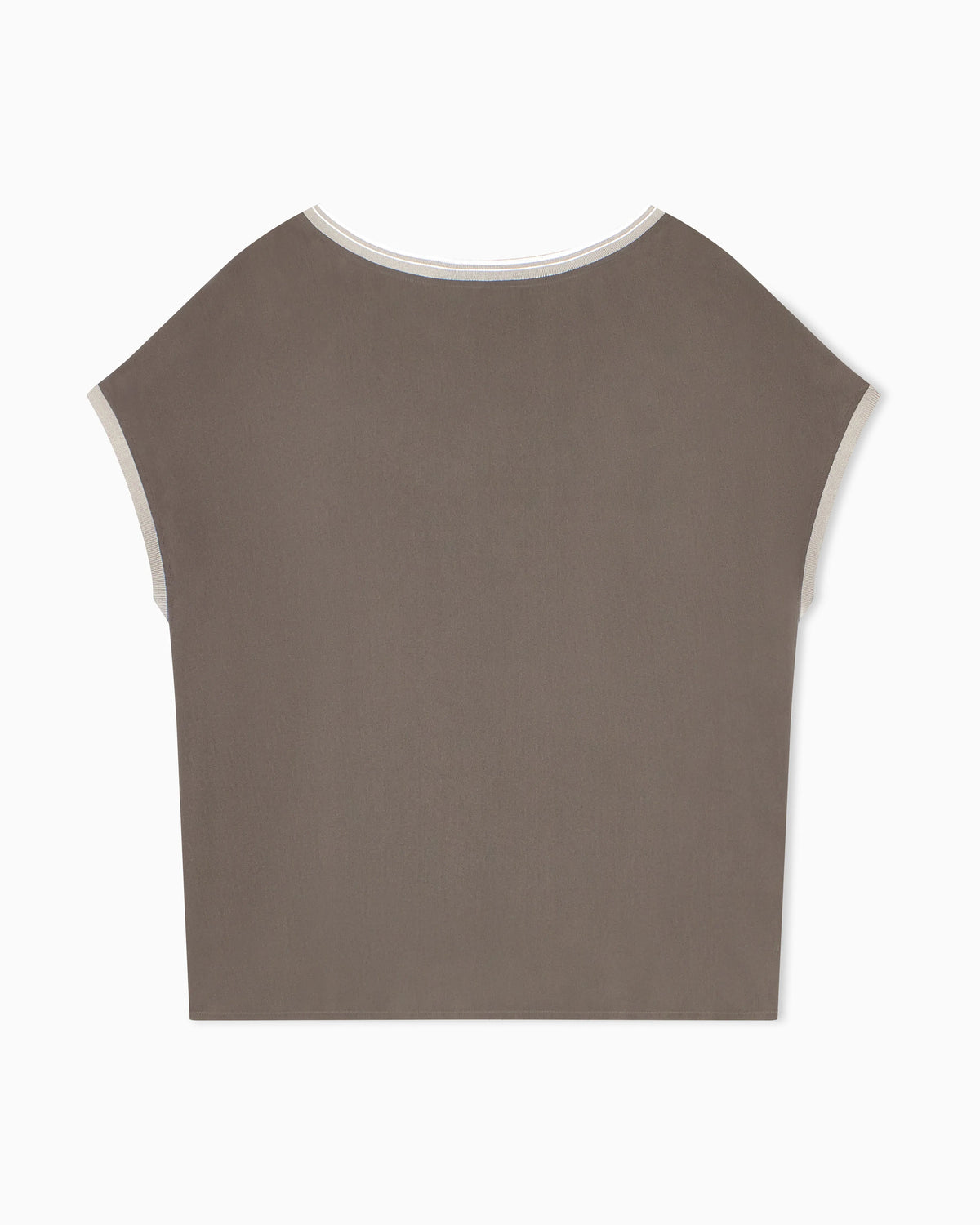 Blouse regular fit heavy washed silk ribbed crew neck