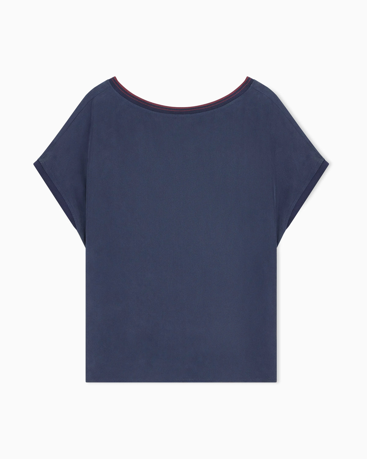 Blouse regular fit heavy washed silk ribbed crew neck