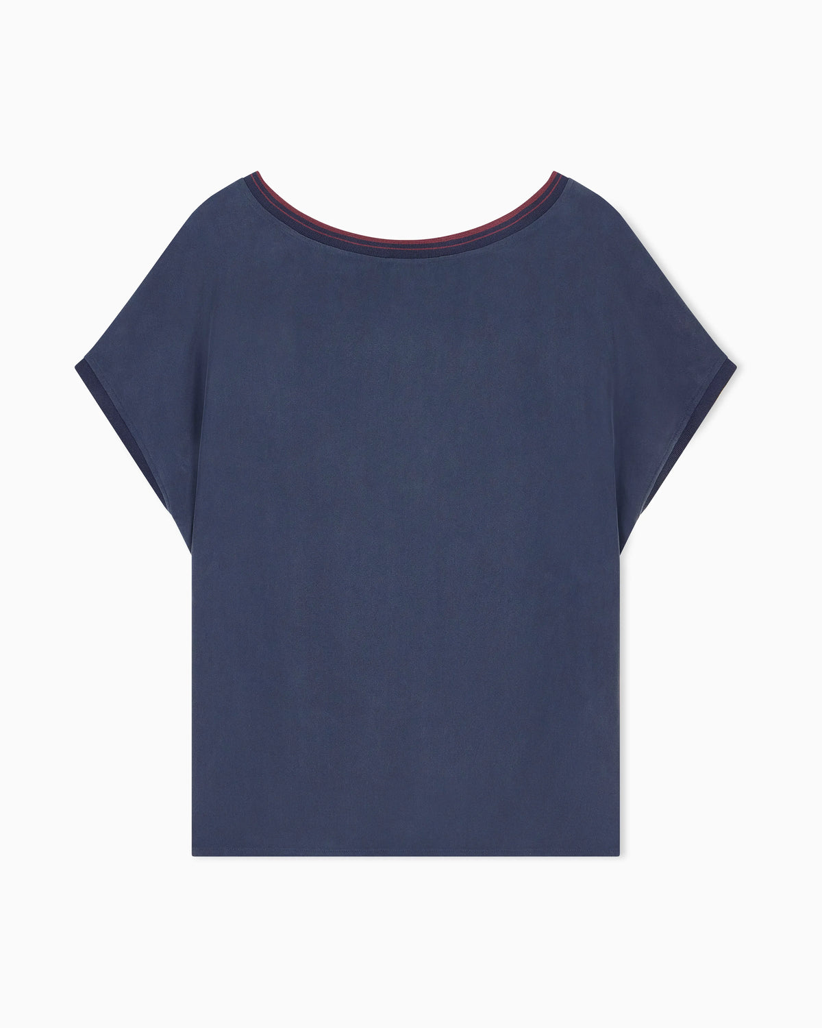 Blouse regular fit heavy washed silk ribbed crew neck
