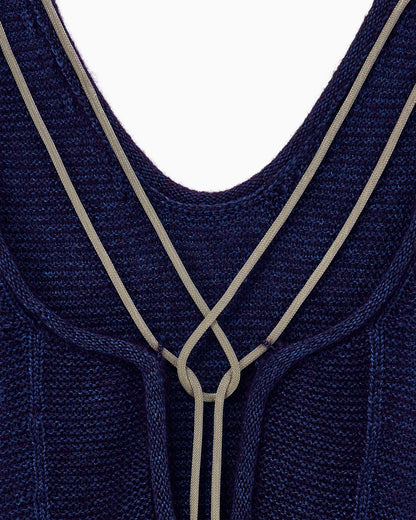 Sleeveless Top in Silk and Mohair Wool Knit with Crossover