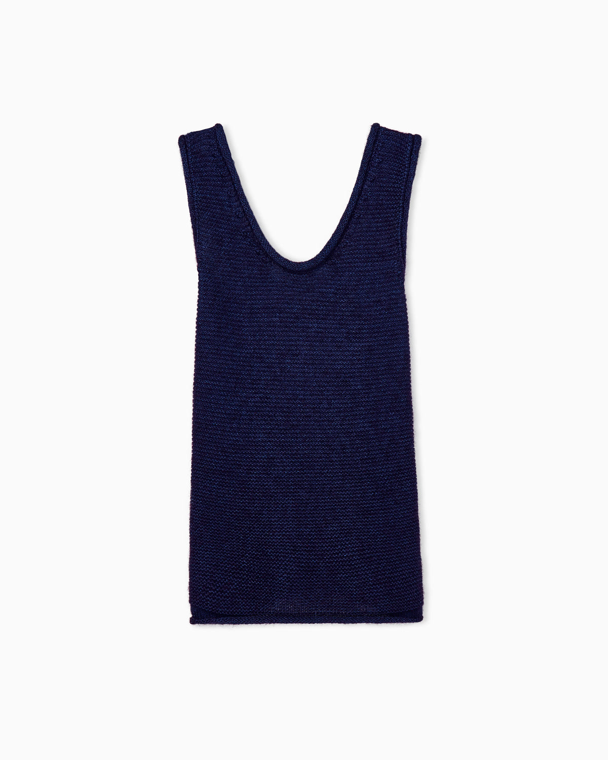 Sleeveless Top in Silk and Mohair Wool Knit with Crossover