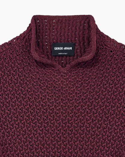Slim fit short sleeve viscose sweater with honeycomb effect