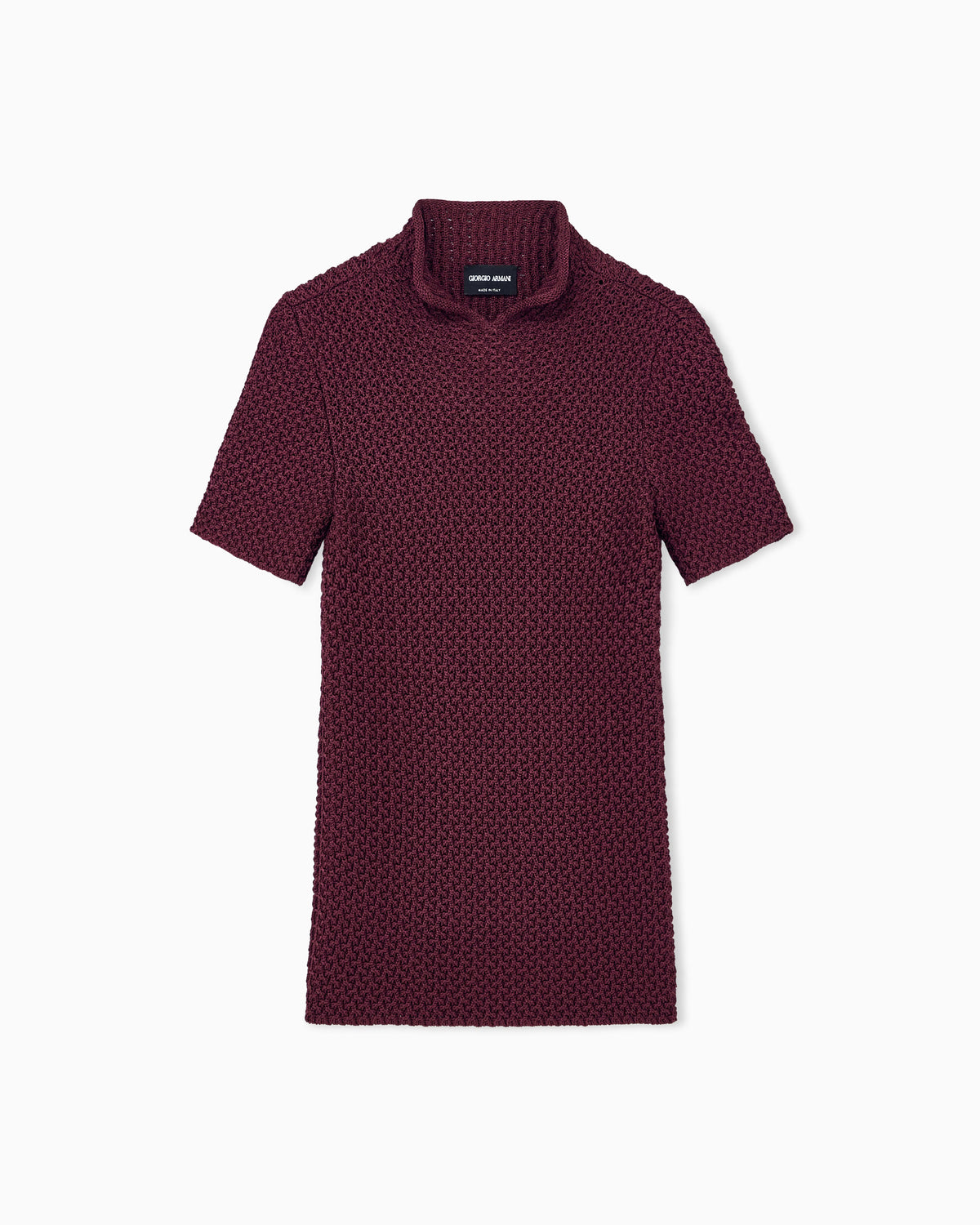 Slim fit short sleeve viscose sweater with honeycomb effect