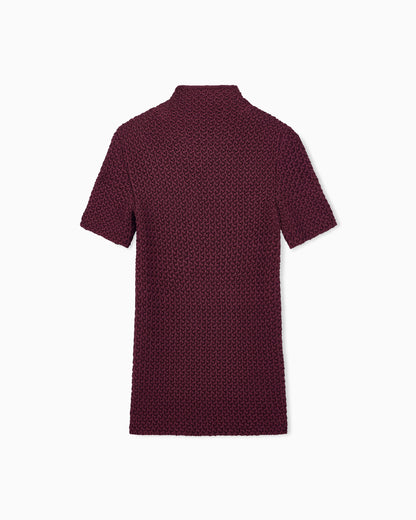 Slim fit short sleeve viscose sweater with honeycomb effect
