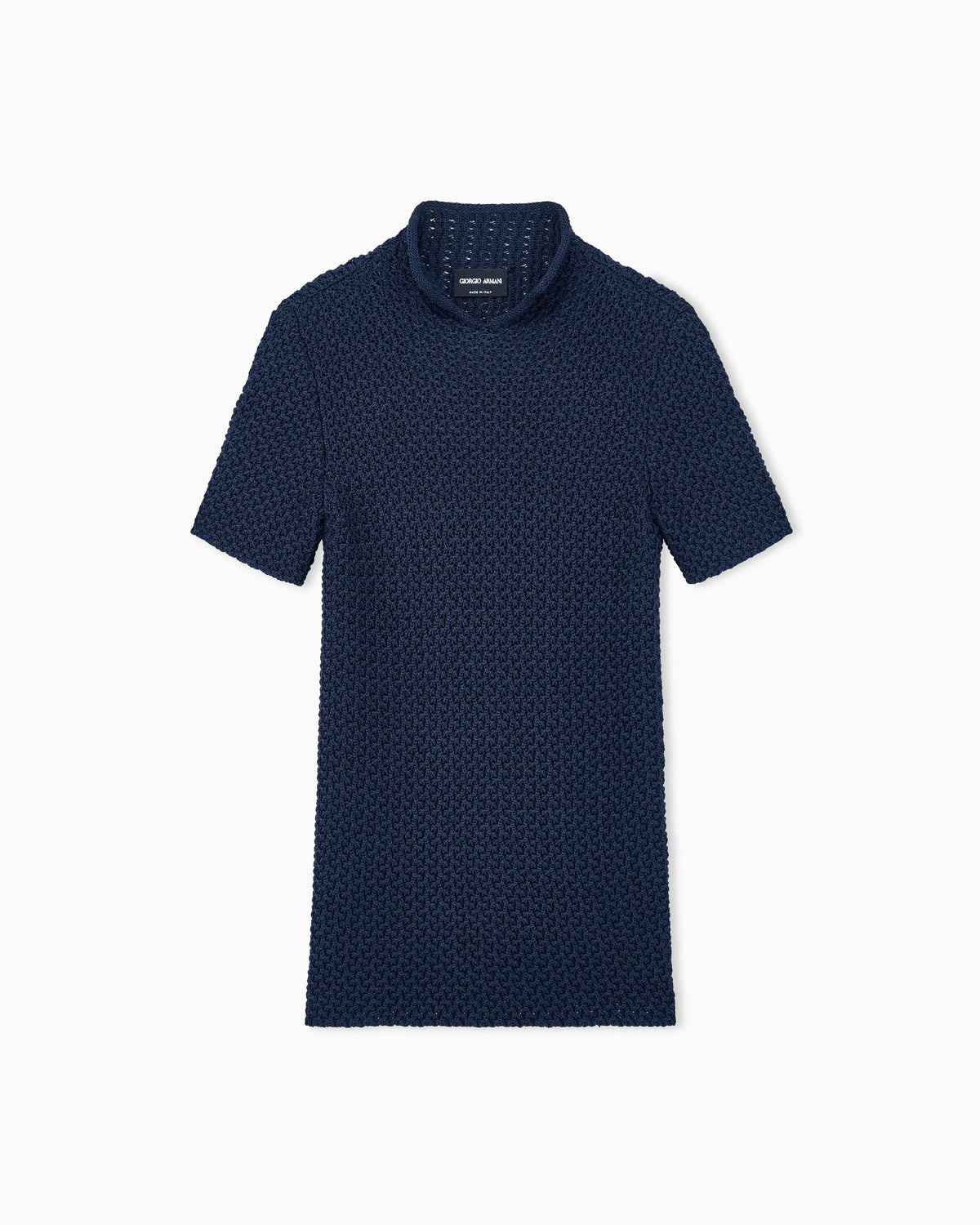 Slim fit short sleeve viscose sweater with honeycomb effect