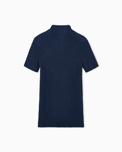 Slim fit short sleeve viscose sweater with honeycomb effect