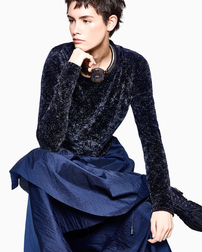 Sweater slim-fit devoré chenille with cashmere