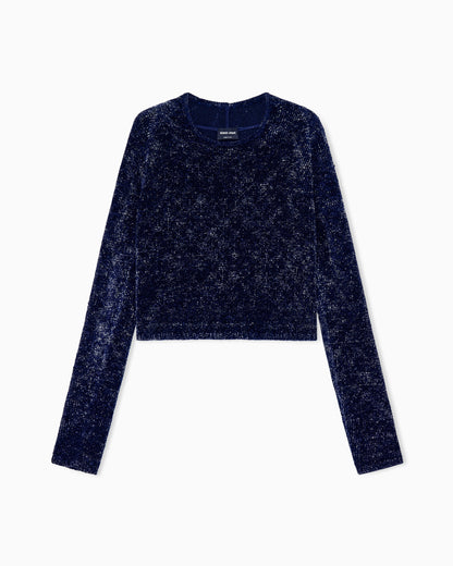 Sweater slim-fit devoré chenille with cashmere