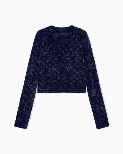 Sweater slim-fit devoré chenille with cashmere