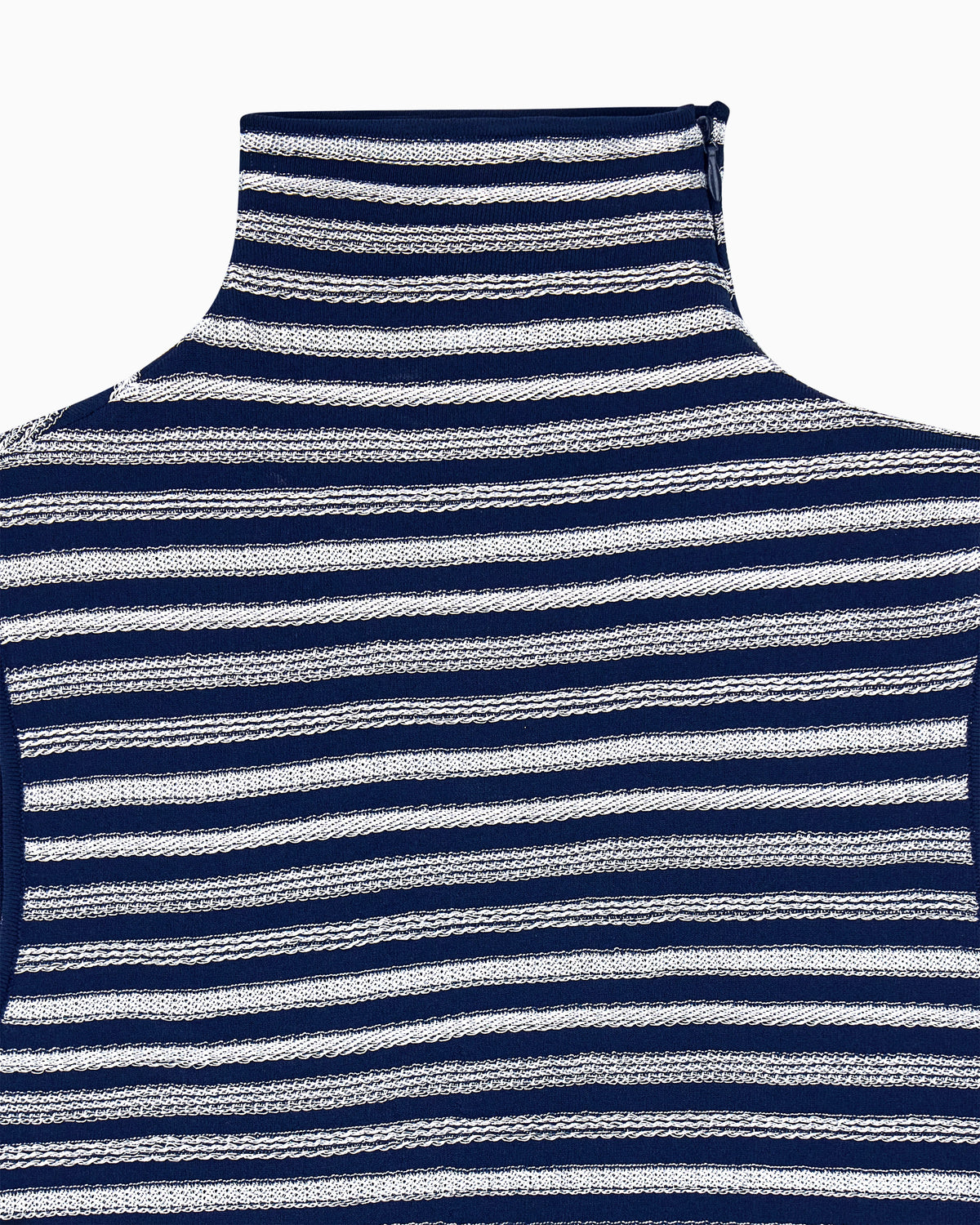 Knit top slim fit sleeveless turtleneck in striped viscose