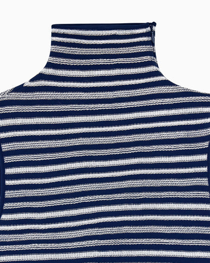 Knit top slim fit sleeveless turtleneck in striped viscose