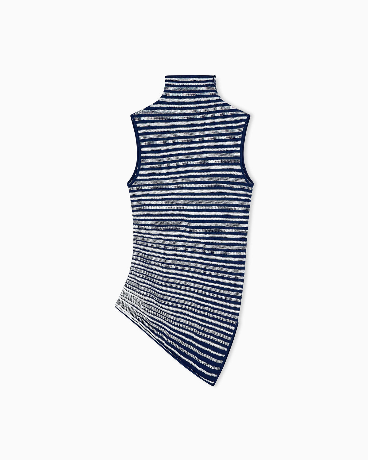 Knit top slim fit sleeveless turtleneck in striped viscose