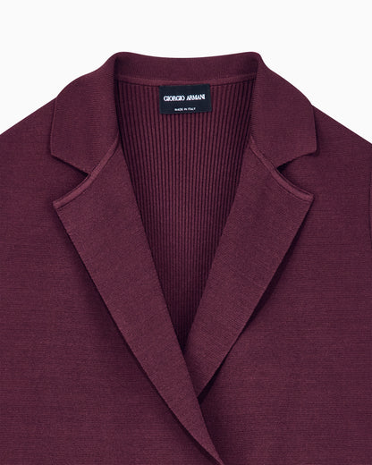 Viscose knit vest with ribbed texture and lapel
