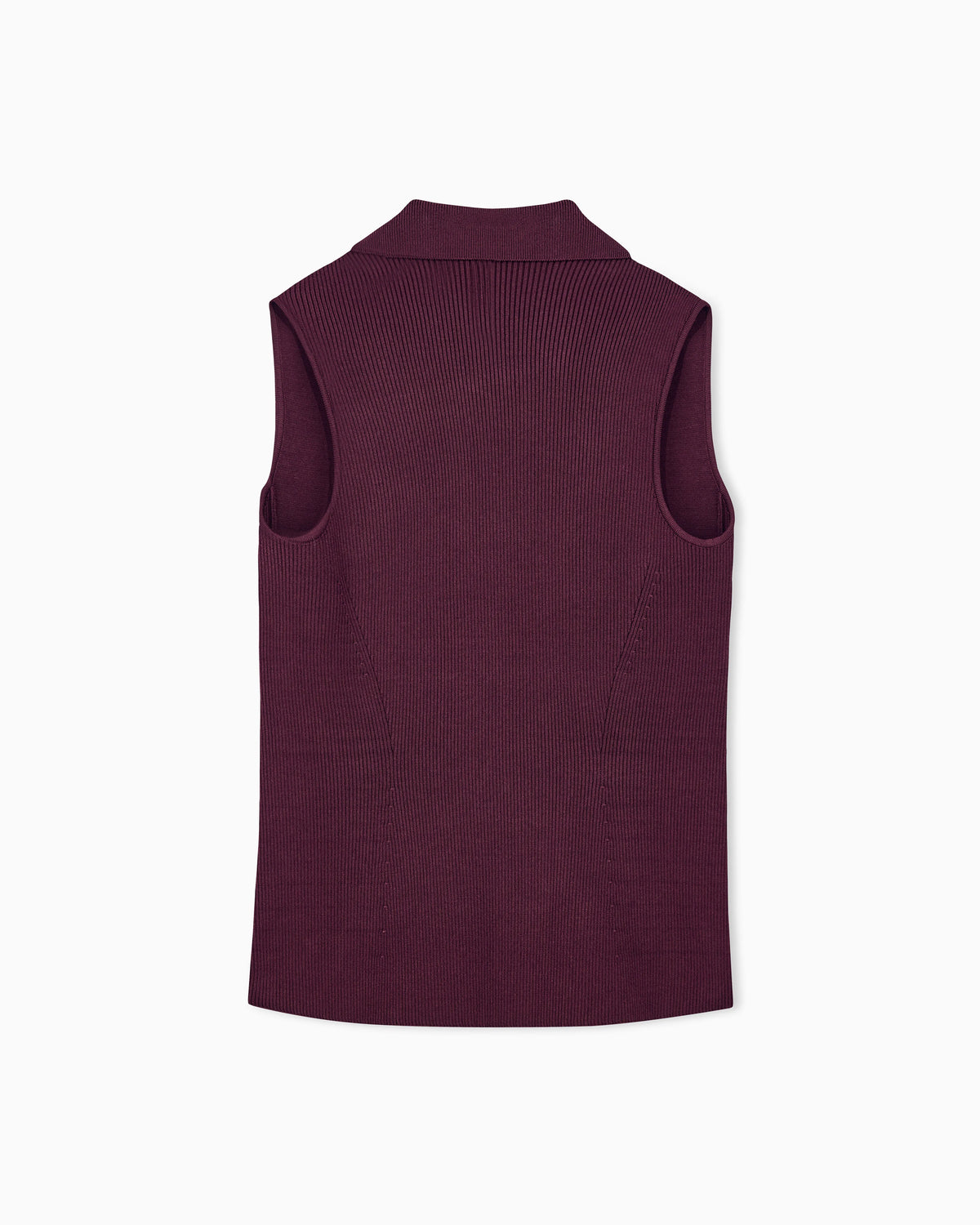 Viscose knit vest with ribbed texture and lapel