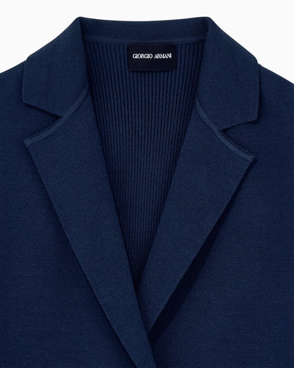 Viscose knit vest with ribbed texture and lapel