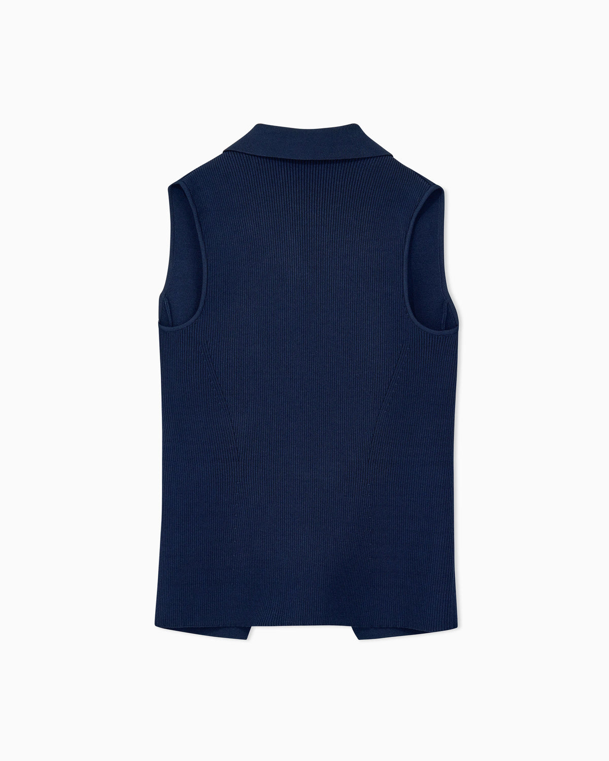 Viscose knit vest with ribbed texture and lapel
