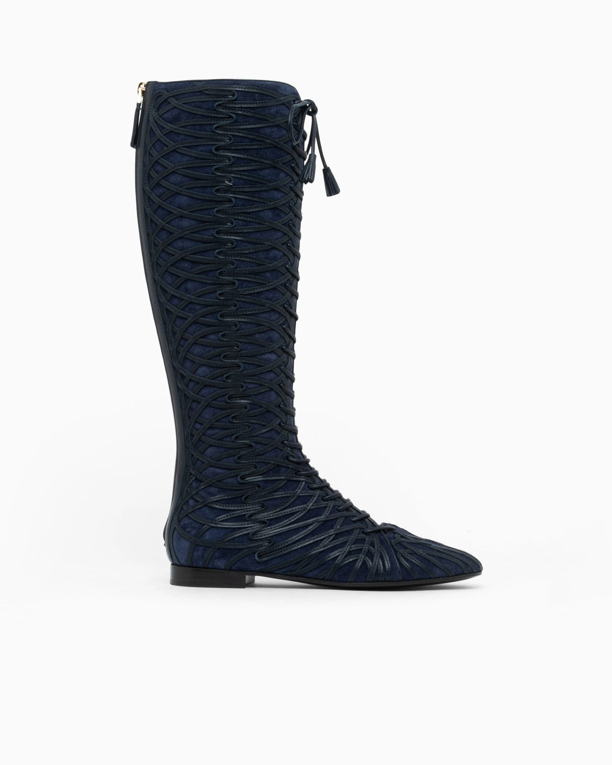 Boots in split leather with a leather sole