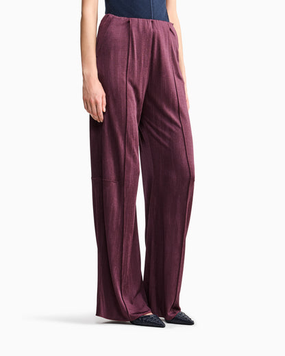Trouser wide-leg in jacquard jersey with elastic waistband
