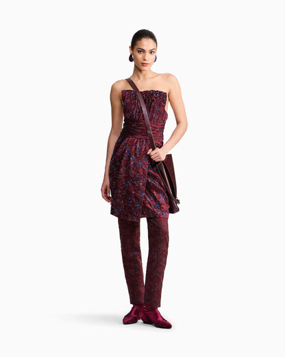 Strapless Evening Dress with Floral Embroidery and Beading