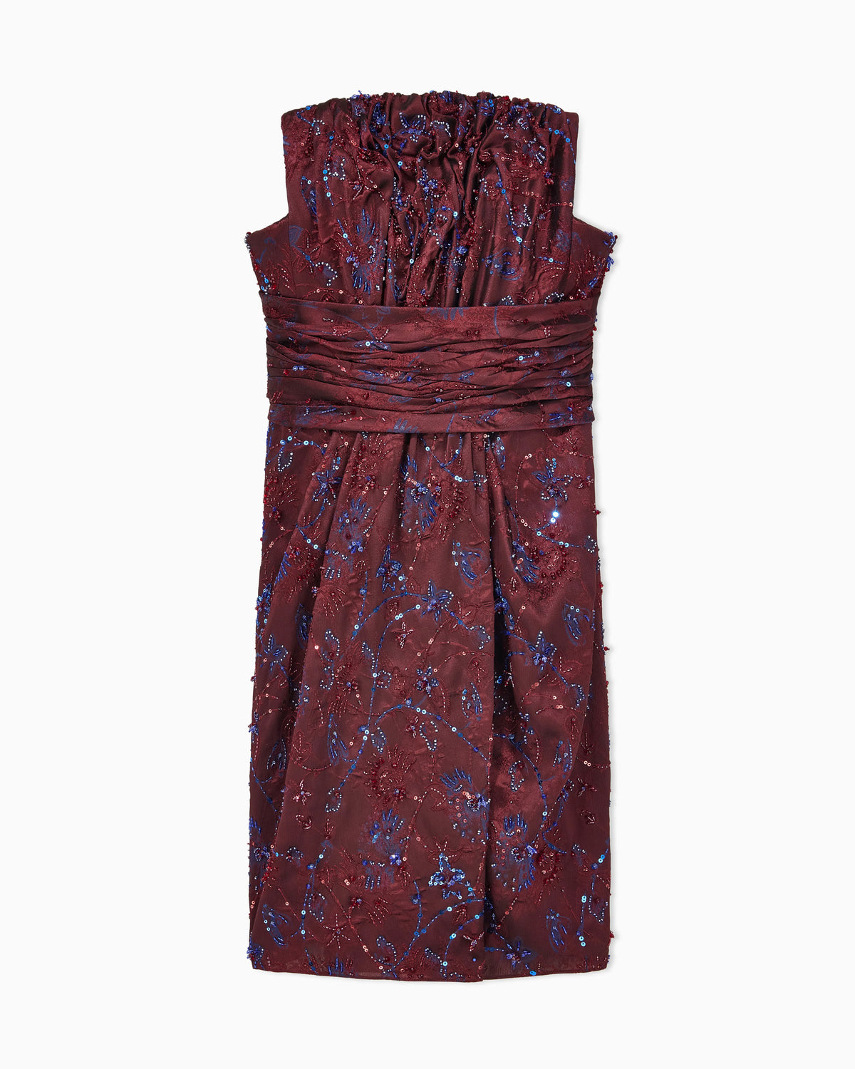 Strapless Evening Dress with Floral Embroidery and Beading