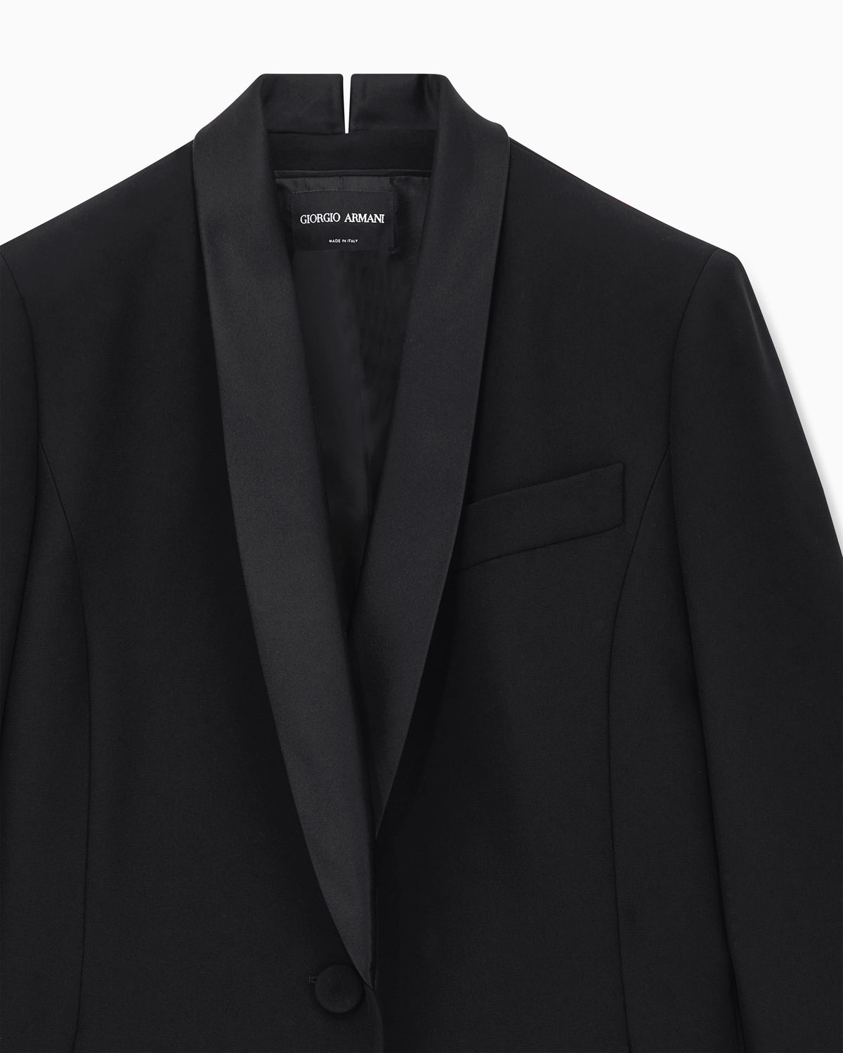 Tuxedo jacket in silk cady with satin shawl collar